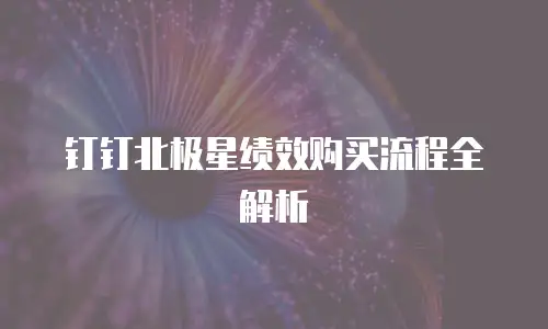 钉钉北极星绩效购买流程全解析