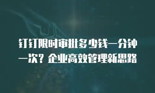 钉钉限时审批多少钱一分钟一次？企业高效管理新思路