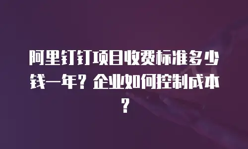 阿里钉钉项目收费标准多少钱一年？企业如何控制成本？