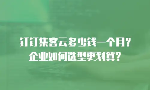 钉钉集客云多少钱一个月？企业如何选型更划算？