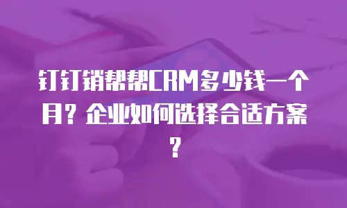 钉钉销帮帮CRM多少钱一个月？企业如何选择合适方案？