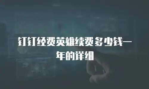 钉钉经费英雄续费多少钱一年的详细