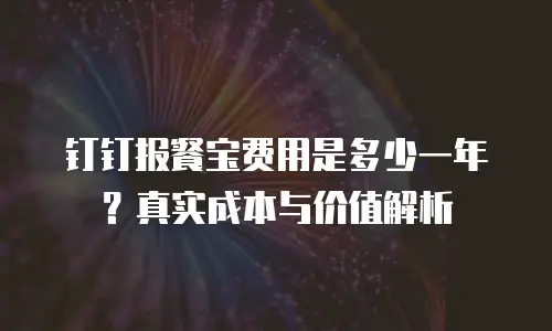 钉钉报餐宝费用是多少一年？真实成本与价值解析