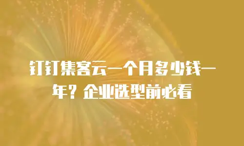 钉钉集客云一个月多少钱一年？企业选型前必看