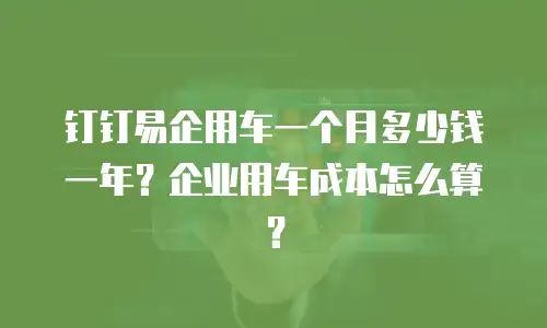 钉钉易企用车一个月多少钱一年？企业用车成本怎么算？