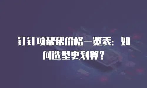 钉钉项帮帮价格一览表：如何选型更划算？