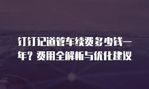 钉钉记道管车续费多少钱一年？费用全解析与优化建议