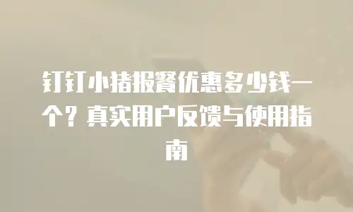 钉钉小猪报餐优惠多少钱一个？真实用户反馈与使用指南