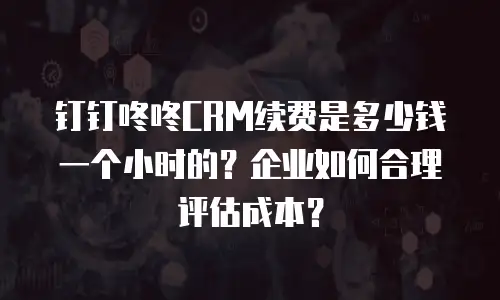 钉钉咚咚CRM续费是多少钱一个小时的？企业如何合理评估成本？