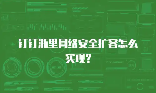 钉钉浙里网络安全扩容怎么实现？