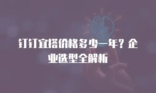 钉钉宜搭价格多少一年？企业选型全解析