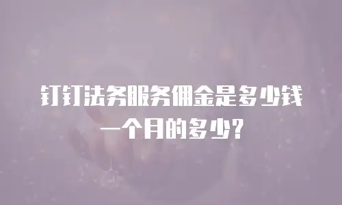 钉钉法务服务佣金是多少钱一个月的多少？