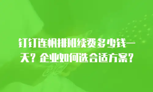 钉钉连帆排班续费多少钱一天？企业如何选合适方案？