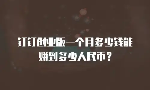 钉钉创业版一个月多少钱能赚到多少人民币？