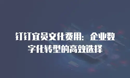 钉钉宜员文化费用：企业数字化转型的高效选择