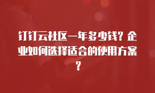 钉钉云社区一年多少钱？企业如何选择适合的使用方案？