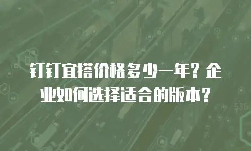 钉钉宜搭价格多少一年？企业如何选择适合的版本？