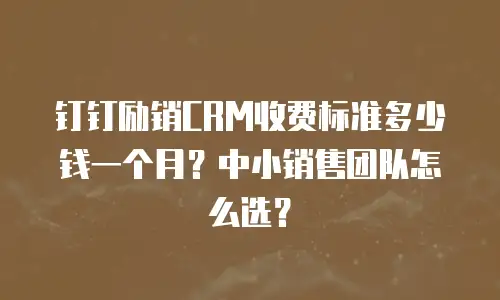 钉钉励销CRM收费标准多少钱一个月？中小销售团队怎么选？
