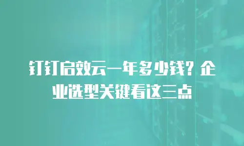 钉钉启效云一年多少钱？企业选型关键看这三点