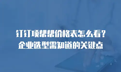 钉钉项帮帮价格表怎么看？企业选型需知道的关键点