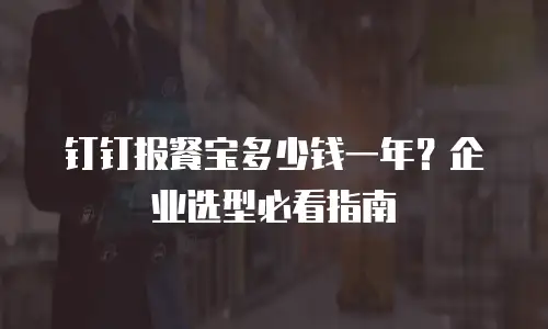 钉钉报餐宝多少钱一年？企业选型必看指南