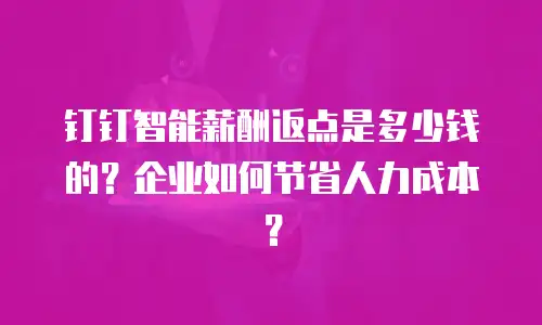 钉钉智能薪酬返点是多少钱的？企业如何节省人力成本？