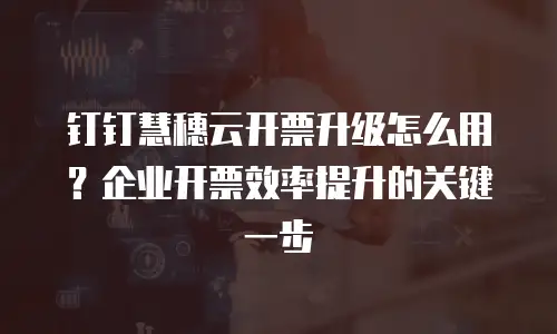 钉钉慧穗云开票升级怎么用？企业开票效率提升的关键一步