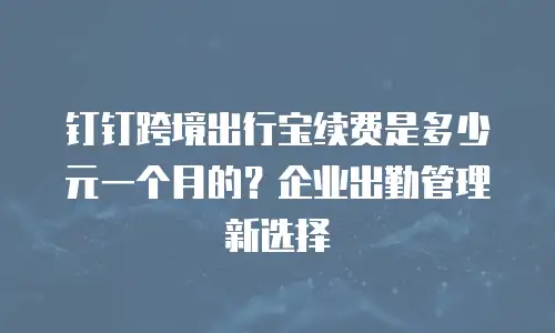 钉钉跨境出行宝续费是多少元一个月的？企业出勤管理新选择