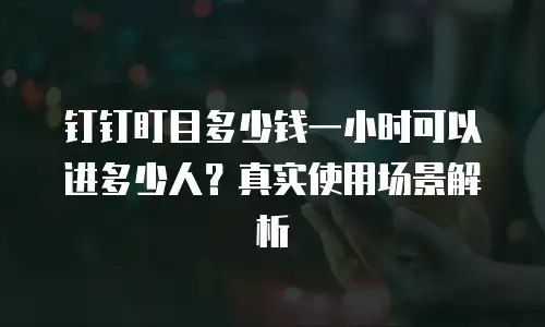 钉钉盯目多少钱一小时可以进多少人？真实使用场景解析