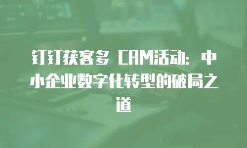 钉钉获客多 CRM活动：中小企业数字化转型的破局之道