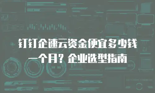 钉钉企速云资金便宜多少钱一个月？企业选型指南