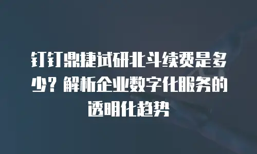 钉钉鼎捷试研北斗续费是多少？解析企业数字化服务的透明化趋势