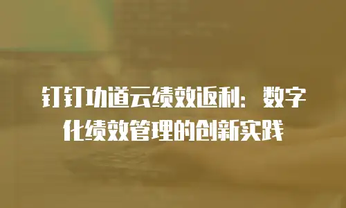 钉钉功道云绩效返利：数字化绩效管理的创新实践