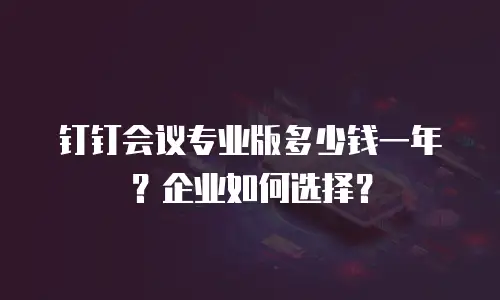 钉钉会议专业版多少钱一年？企业如何选择？