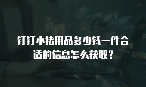 钉钉小猪用品多少钱一件合适的信息怎么获取？