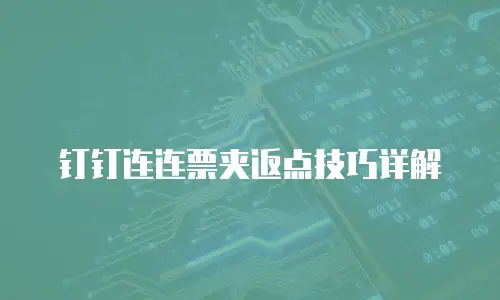 钉钉连连票夹返点技巧详解