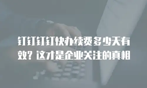 钉钉钉钉快办续费多少天有效？这才是企业关注的真相