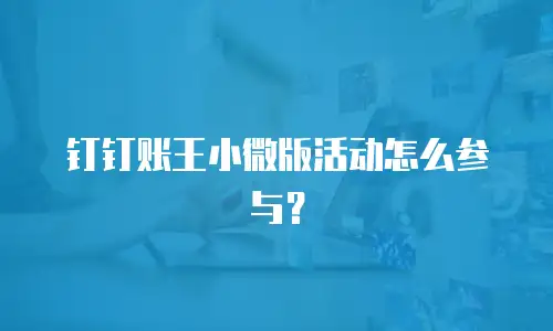 钉钉账王小微版活动怎么参与？