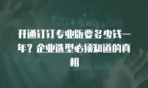 开通钉钉专业版要多少钱一年？企业选型必须知道的真相