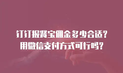 钉钉报餐宝佣金多少合适？用微信支付方式可行吗？