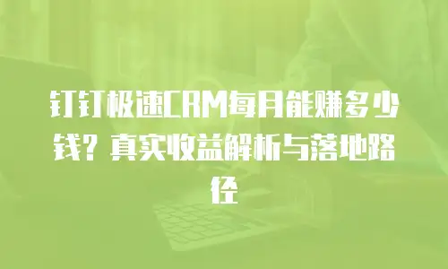 钉钉极速CRM每月能赚多少钱？真实收益解析与落地路径