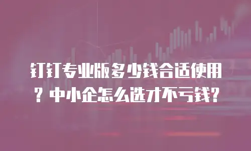 钉钉专业版多少钱合适使用？中小企怎么选才不亏钱？
