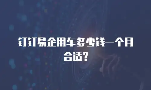 钉钉易企用车多少钱一个月合适？