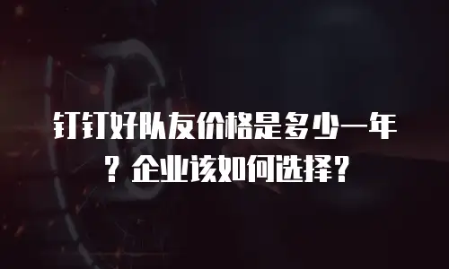 钉钉好队友价格是多少一年？企业该如何选择？