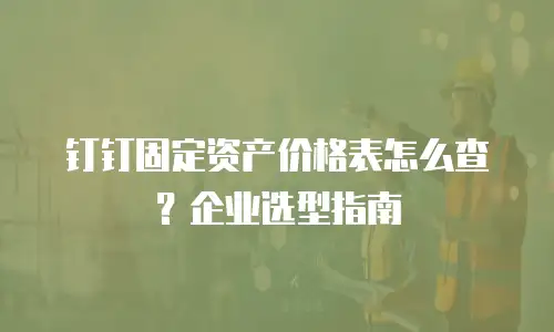 钉钉固定资产价格表怎么查？企业选型指南