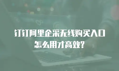 钉钉阿里企采无线购买入口怎么用才高效？