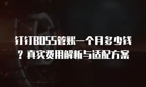 钉钉BOSS管账一个月多少钱？真实费用解析与适配方案