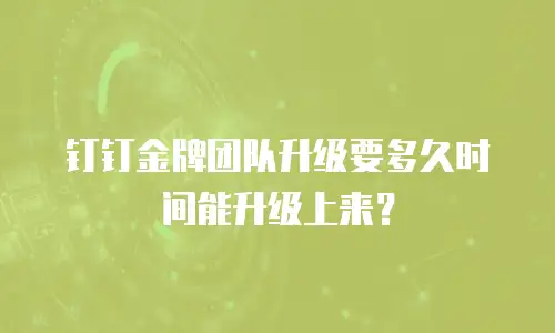 钉钉金牌团队升级要多久时间能升级上来？