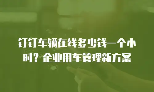 钉钉车辆在线多少钱一个小时？企业用车管理新方案