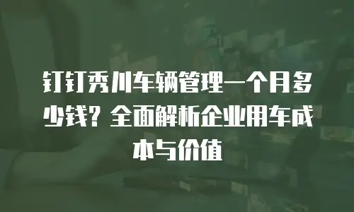 钉钉秀川车辆管理一个月多少钱？全面解析企业用车成本与价值